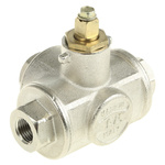 RS PRO Brass Reduced Bore, 3 Way, Ball Valve, BSPP 1/4in, 30bar Operating Pressure