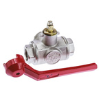 RS PRO Brass Reduced Bore, 3 Way, Ball Valve, BSPP 1/2in, 40bar Operating Pressure