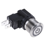 RS PRO Single Pole Double Throw (SPDT) Momentary Push Button Switch, IP67, 19.1 (Dia.)mm, Panel Mount, Power Symbol,