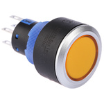 RS PRO Double Pole Double Throw (DPDT) Momentary Yellow LED Push Button Switch, IP65, 22.2 (Dia.)mm, Panel Mount, 250V