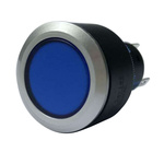 RS PRO Single Pole Double Throw (SPDT) Momentary Blue LED Push Button Switch, IP65, 22.2 (Dia.)mm, Panel Mount, 250V ac