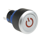 RS PRO Single Pole Double Throw (SPDT) Red LED Push Button Switch, IP65, 22.2 (Dia.)mm, Panel Mount, Power Symbol, 250V