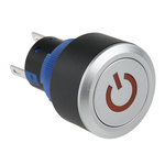 RS PRO Single Pole Double Throw (SPDT) Momentary Red LED Push Button Switch, IP65, 22.2 (Dia.)mm, Panel Mount, Power