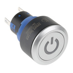 RS PRO Single Pole Double Throw (SPDT) Momentary White LED Push Button Switch, IP65, 22.2 (Dia.)mm, Panel Mount, Power