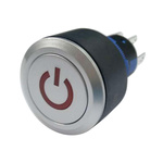 RS PRO Double Pole Double Throw (DPDT) Red LED Push Button Switch, IP65, 22.2 (Dia.)mm, Panel Mount, Power Symbol, 250V