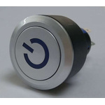 RS PRO Single Pole Double Throw (SPDT) Momentary Blue LED Push Button Switch, IP65, 22.2 (Dia.)mm, Panel Mount, Power