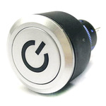 RS PRO Single Pole Double Throw (SPDT) Momentary Push Button Switch, IP65, 22.2 (Dia.)mm, Panel Mount, Power Symbol,