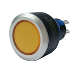 RS PRO Double Pole Double Throw (DPDT) Yellow LED Push Button Switch, IP65, 22.2 (Dia.)mm, Panel Mount, 250V ac