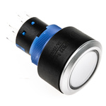 RS PRO Double Pole Double Throw (DPDT) Momentary Blue LED Push Button Switch, IP65, 22.2 (Dia.)mm, Panel Mount, 250V ac