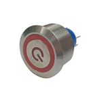 RS PRO Single Pole Double Throw (SPDT) Momentary Red LED Push Button Switch, IP67, 25.2 (Dia.)mm, Panel Mount, Power