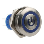 RS PRO Double Pole Double Throw (DPDT) Momentary Blue LED Push Button Switch, IP67, 22.2 (Dia.)mm, Panel Mount, Power
