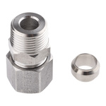 Legris Stainless Steel Pipe Fitting, Straight Hexagon Coupler, Male BSP 3/8in