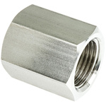 Legris Stainless Steel Pipe Fitting, Straight Hexagon Coupler, Female G 1/2in x Female G 1/2in