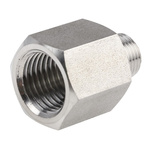 Legris Stainless Steel Pipe Fitting, Straight Hexagon Increaser, Male R 1/8in x Female G 1/4in