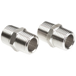 Legris Stainless Steel Pipe Fitting, Straight Hexagon Coupler, Male R 1/2in x Male R 1/2in