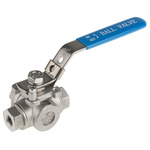 RS PRO Stainless Steel L Port, 3 Way, Ball Valve, BSPP 1/4in, 68bar Operating Pressure