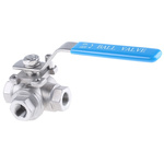 RS PRO Stainless Steel T Port, 3 Way, Ball Valve, BSPP 3/8in, 68bar Operating Pressure