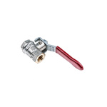 RS PRO Brass Full Bore, 2 Way, Ball Valve, BSPP 1/4in, 40 → 30bar Operating Pressure