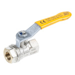 RS PRO Brass Full Bore, 2 Way, Ball Valve, BSPP 1/4in, 40 → 30bar Operating Pressure