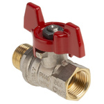 RS PRO Brass Full Bore, 2 Way, Ball Valve, BSPP 3/8in, 40 → 30bar Operating Pressure