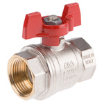 RS PRO Brass Full Bore, 2 Way, Ball Valve, BSPP 1in, 40 → 30bar Operating Pressure