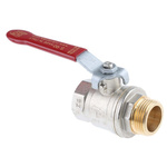 RS PRO Brass Full Bore, 2 Way, Ball Valve, BSPP 1in, 40 → 30bar Operating Pressure