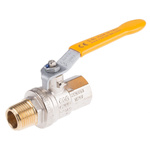 RS PRO Brass Full Bore, 2 Way, Ball Valve, BSPP 1/2in, 40 → 30bar Operating Pressure