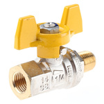 RS PRO Brass 2 Way, Ball Valve, BSPP 1/4in, 40 → 30bar Operating Pressure