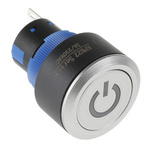 RS PRO Single Pole Double Throw (SPDT) Push Button Switch, IP65, 22.2 (Dia.)mm, Panel Mount, Power Symbol, 250V ac