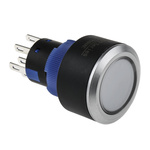 RS PRO Double Pole Double Throw (DPDT) Momentary Blue LED Push Button Switch, IP65, 22.2 (Dia.)mm, Panel Mount, 250V ac