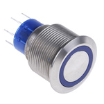 RS PRO Double Pole Double Throw (DPDT) Momentary Blue LED Push Button Switch, IP67, 22.2 (Dia.)mm, Panel Mount, 250V ac