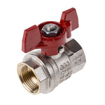 RS PRO Brass Full Bore, 2 Way, Ball Valve, BSPP 3/4in, 40 → 30bar Operating Pressure