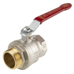 RS PRO Brass Full Bore, 2 Way, Ball Valve, BSPP 38.1mm, 40 → 30bar Operating Pressure