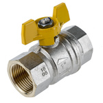 RS PRO Brass Full Bore, 2 Way, Ball Valve, BSPP 1in, 40 → 30bar Operating Pressure