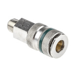 RS PRO Brass, Steel Male Pneumatic Quick Connect Coupling, R 1/4 Male Threaded