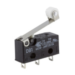 DB1C-A1RC | ZF SPDT-NO/NC Roller Lever Microswitch, 6 A @ 250 V ac, Solder Terminal