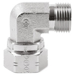 Parker Steel Zinc Plated Hydraulic Elbow Threaded Adapter, 12C6MK4S, G 3/4 Male G 3/4 Female