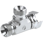 Parker Hydraulic Tee Threaded Adapter 6R6MK4S, Connector A G 3/8 Female Connector B G 3/8 Female