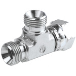 Parker Hydraulic Tee Threaded Adapter 8R6MK4S, Connector A G 1/2 Female Connector B G 1/2 Female
