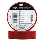3M Temflex 155 Red Vinyl Electrical Tape, 19mm x 20m