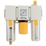 RS PRO G 1/4 Filter Regulator Lubricator, Manual Drain, 40μ Filtration Size