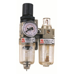 RS PRO G 1/4 Filter Regulator Lubricator, Manual Drain, 25μ Filtration Size
