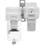 SMC G 3/8 Filter Regulator Lubricator, Manual Drain, 5μm Filtration Size