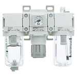 SMC G 1/4 FRL Assembly, Auto Drain, 5μm Filtration Size