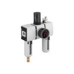 EMERSON – AVENTICS G 1/4 FRL, Semi Automatic Drain, 5μm Filtration Size - With Pressure Gauge