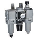 Parker G 1/4 FRL, Manual Drain, 5μ Filtration Size - With Pressure Gauge
