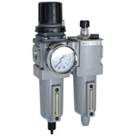 Parker G 1/2 FRL, Automatic Drain, 5μ Filtration Size - With Pressure Gauge