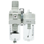SMC G 1/8 FRL, Automatic Drain, 5μm Filtration Size - With Pressure Gauge