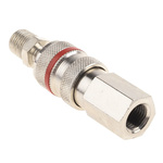 RS PRO Brass Female, Male Pneumatic Quick Connect Coupling, G 1/4 Female, R 1/4 Male Threaded