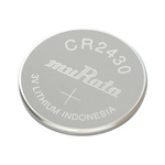 97384026 | Murata CR2430 Button Battery, 3V, 24.5mm Diameter